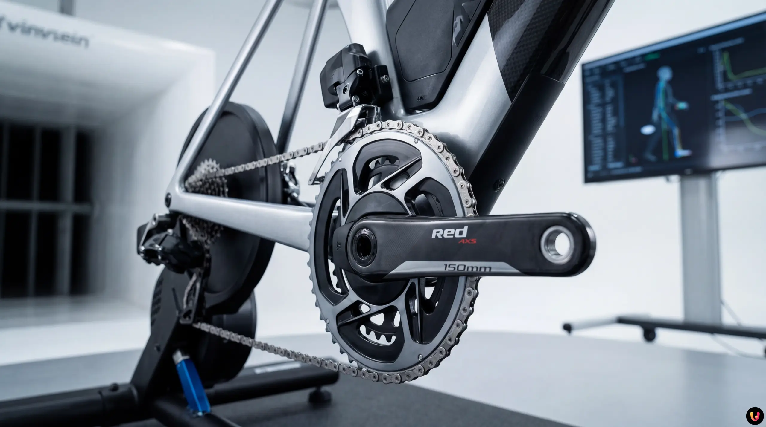 Dettaglio guarnitura SRAM Red AXS 2026 con pedivelle corte da 150mm