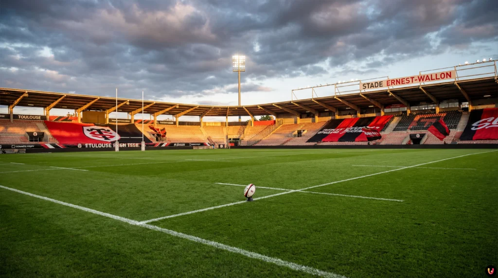 Romain Ntamack sous les couleurs du Stade Toulousain avant le match contre Sale