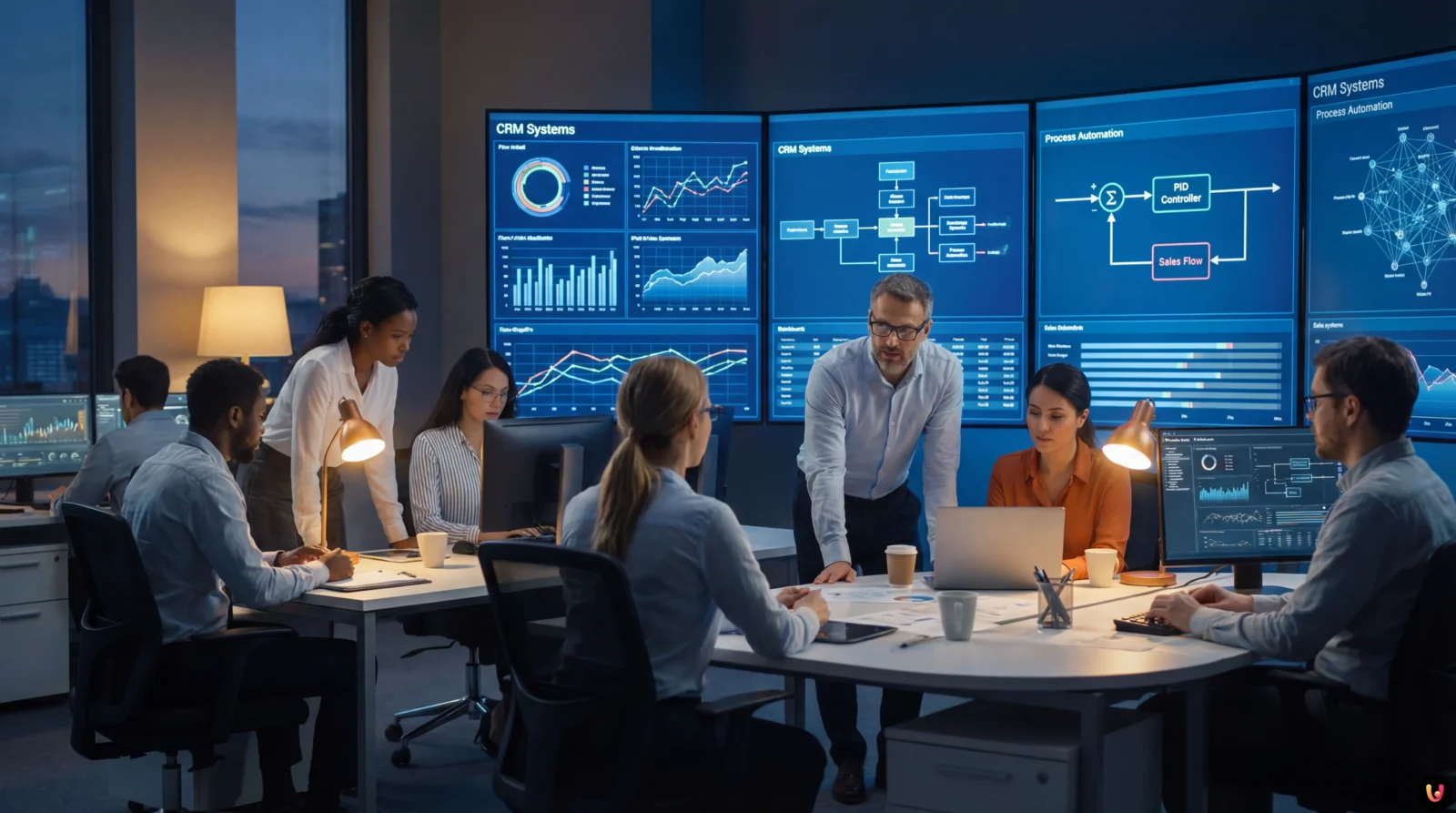 Gráfico que une un circuito electrónico PID a un embudo de ventas CRM moderno.