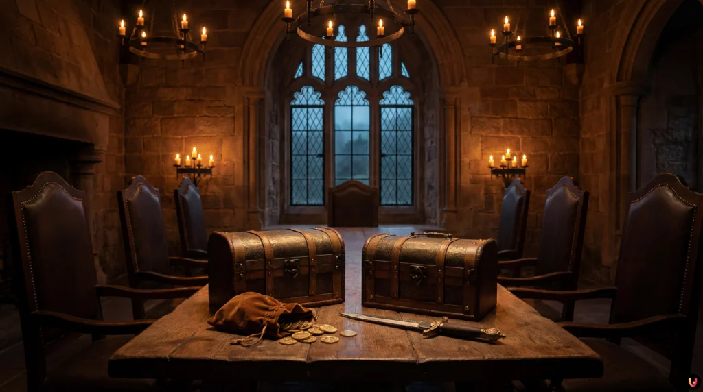 The Traitors Finale: Tonight’s the Night to Scream at Your TV Claudia Winkleman hosting The Traitors UK Season 4 finale at the dramatic Round Table setting