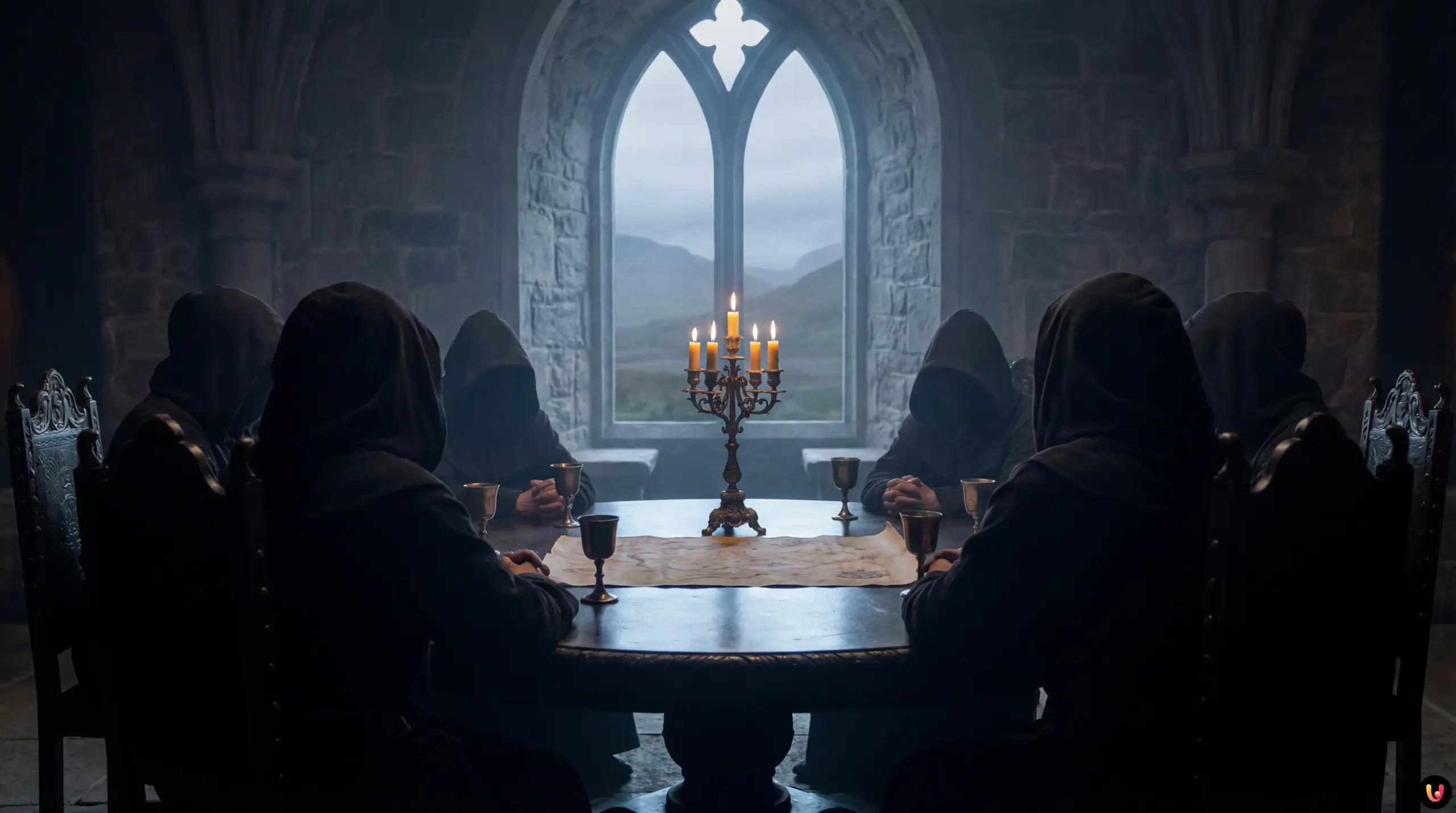 The Traitors Season 4 Penultimate Episode Drama Claudia Winkleman in a dark cloak hosting The Traitors Season 4 penultimate episode