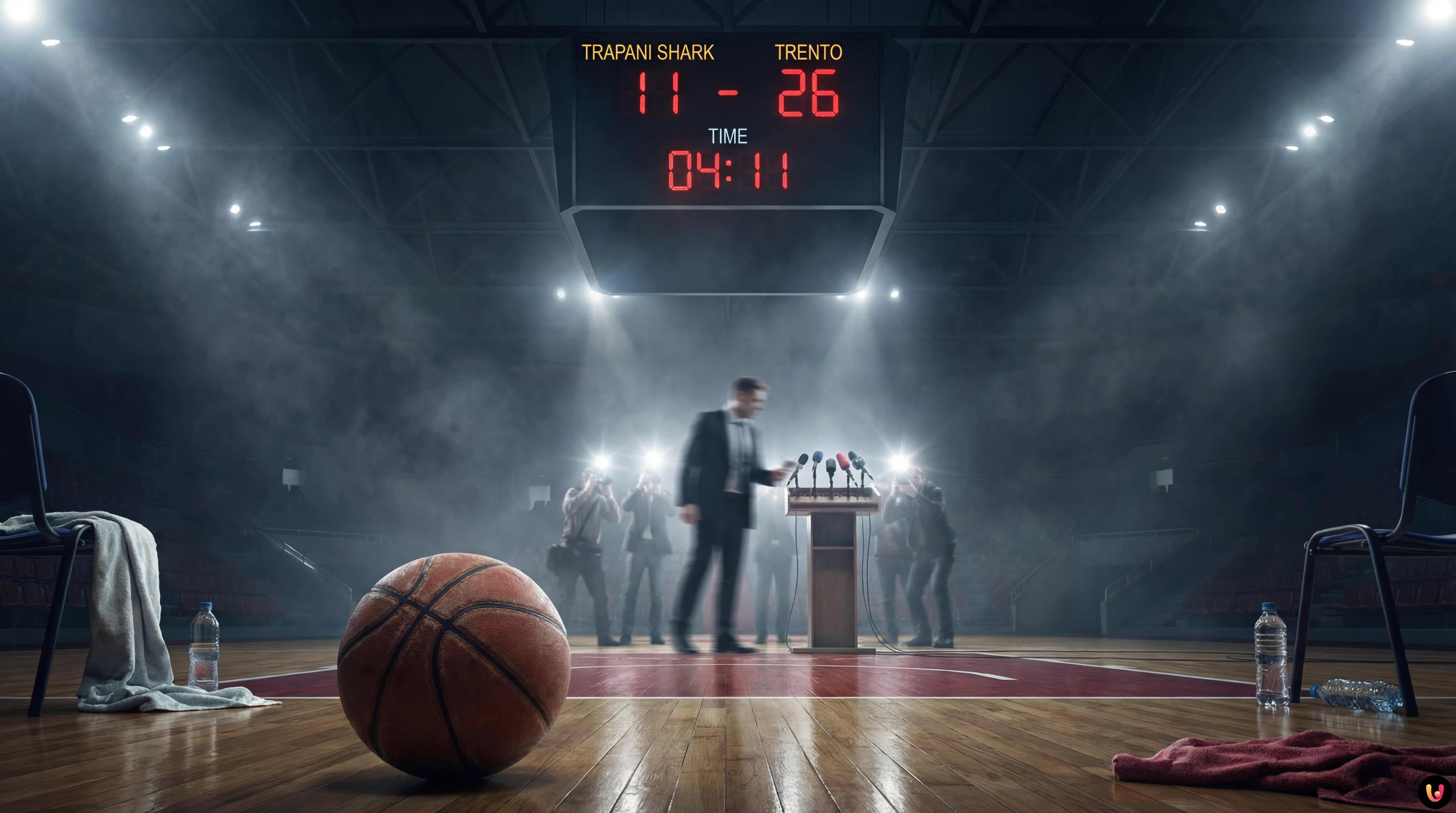 Trapani Shark Basket: Il Caso che Scuote la Serie A Giocatori del Trapani Shark in campo durante la breve partita contro Trento