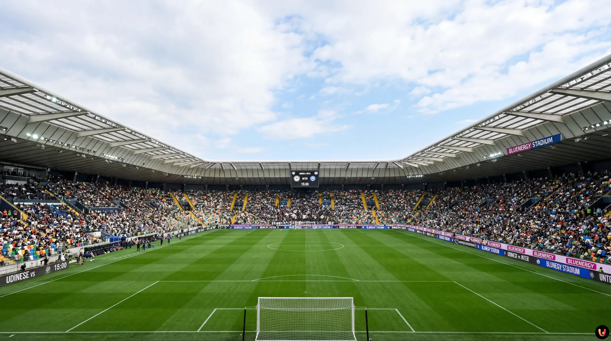 Grafica partita Udinese Inter con foto di Pio Esposito e loghi squadre Serie A