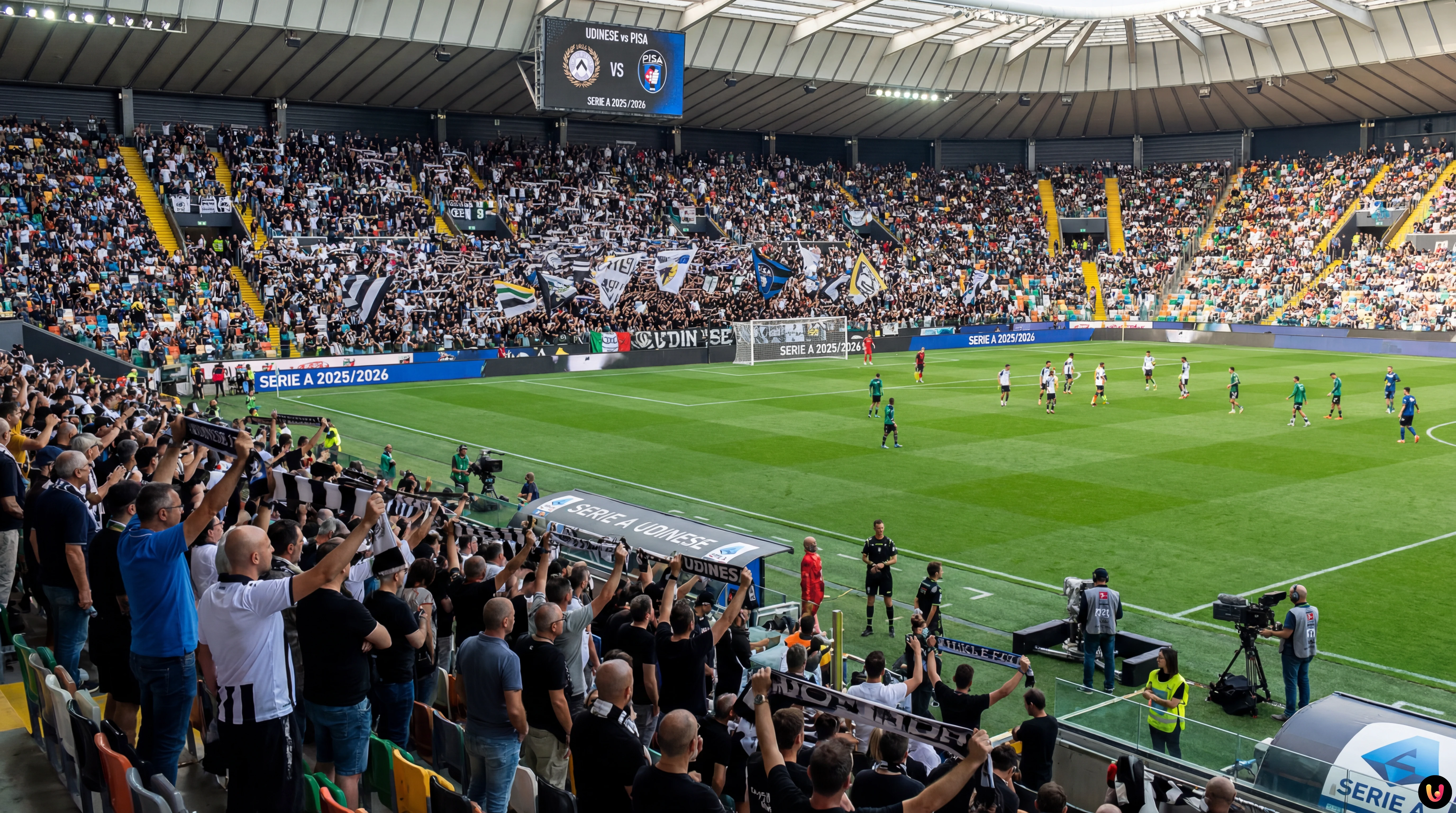 Nicol&ograve; Zaniolo in campo con la maglia dell'Udinese contro il Pisa.