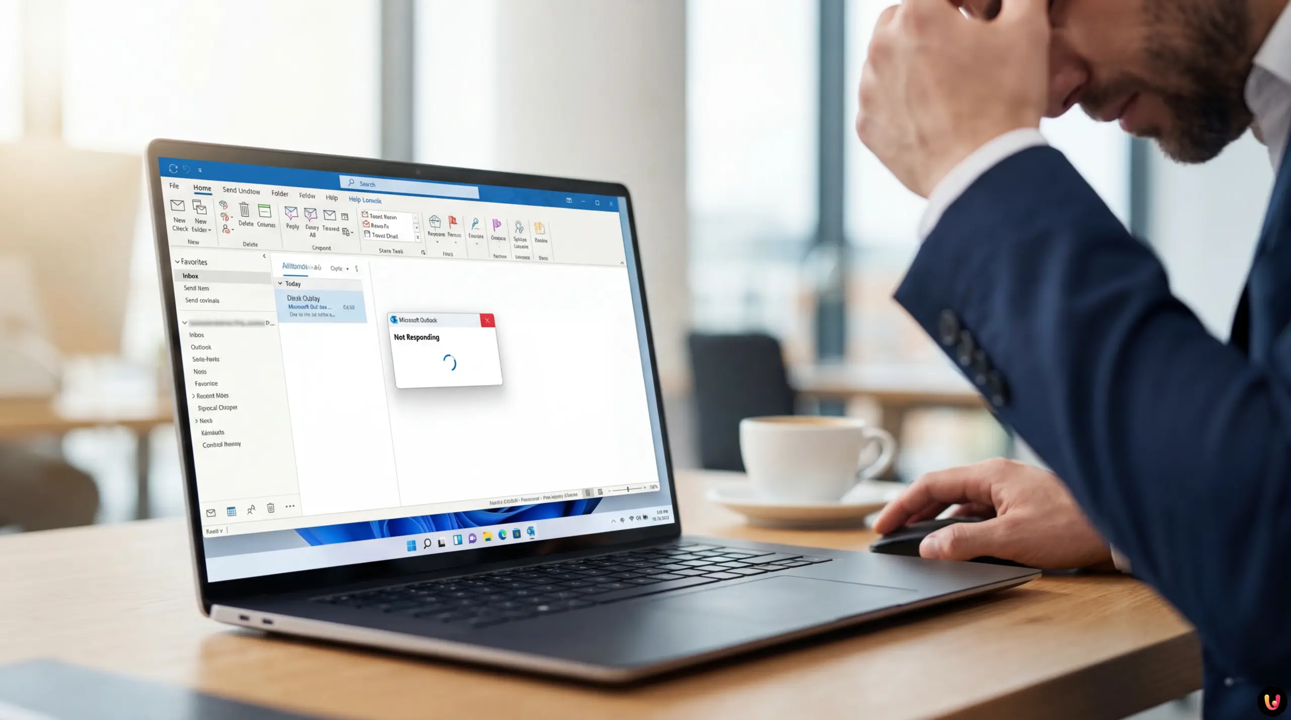 &Eacute;cran d'ordinateur affichant une erreur de connexion Outlook sur Windows 11