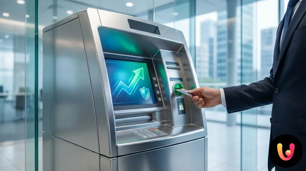 Prelievo Bancomat 2026: Nuove Commissioni e Come Evitarle Mano che ritira banconote euro dalla fessura di uno sportello automatico atm