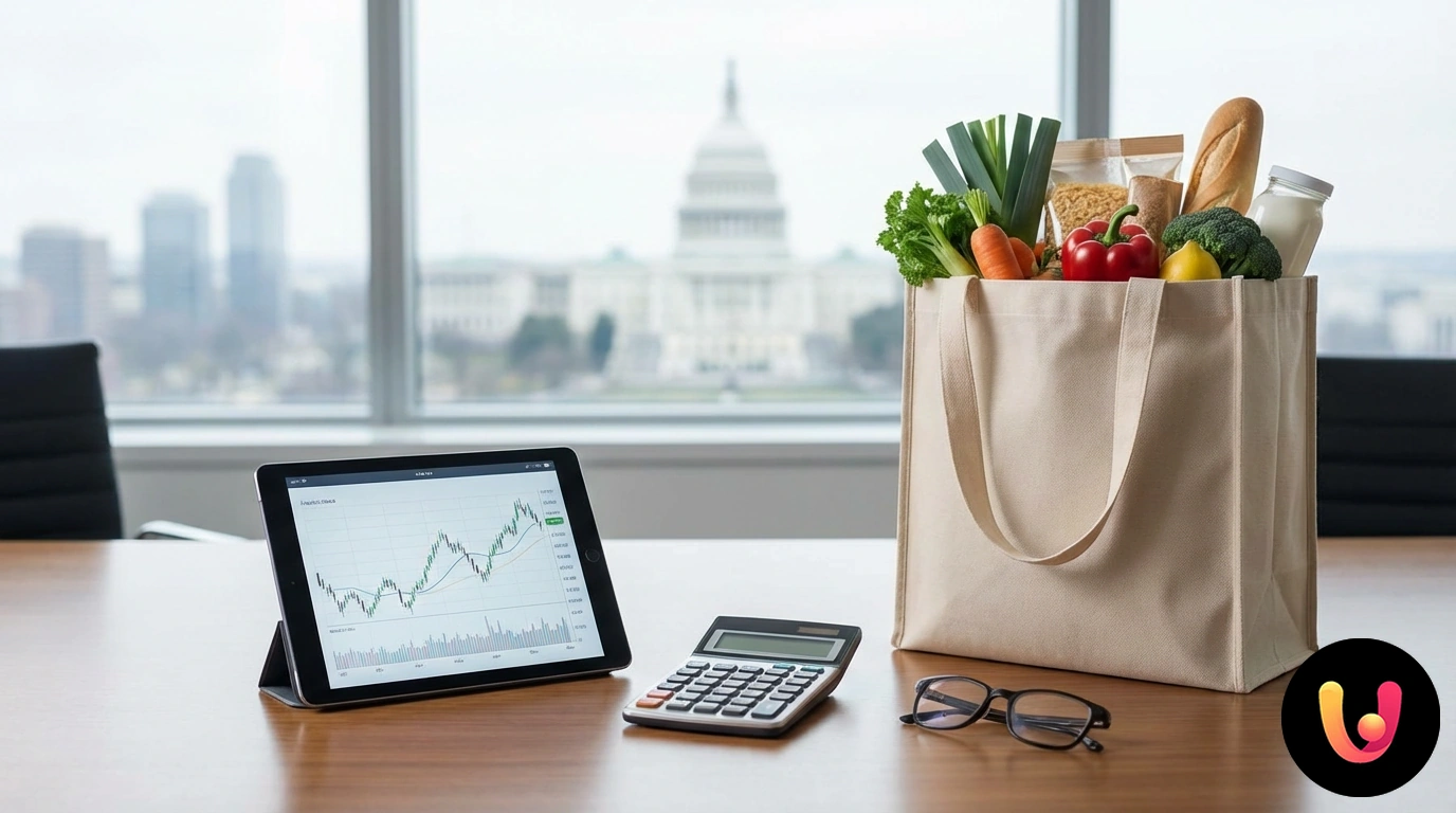 Carrello della spesa colmo di prodotti alimentari e calendario che indica una scadenza imminente