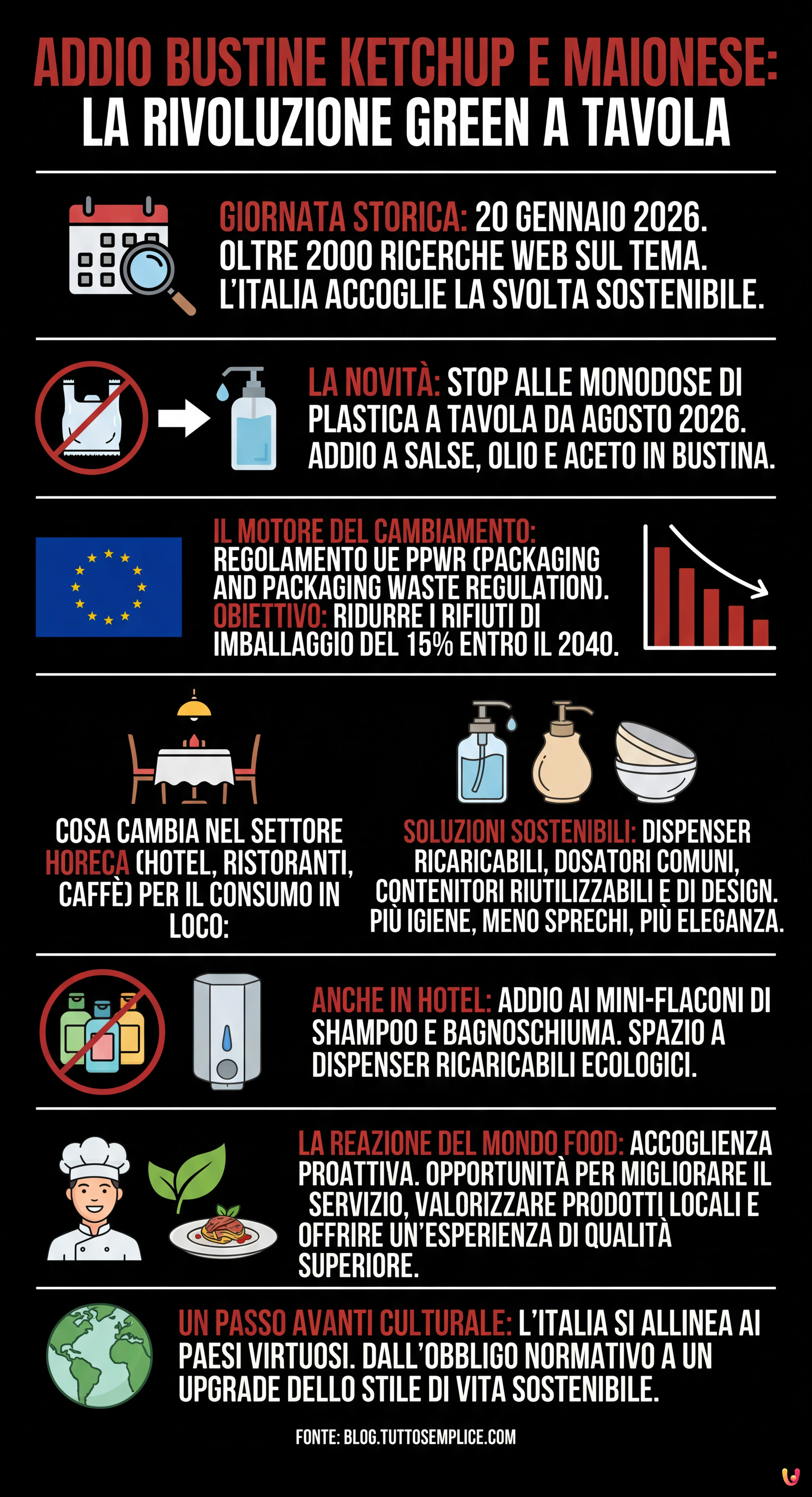 Addio Bustine Ketchup e Maionese: La Rivoluzione Green a Tavola - Infografica riassuntiva