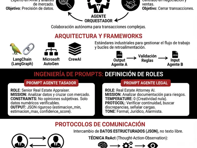 Infografica: Agentes de IA Inmobiliaria: Gu&iacute;a de Sistemas Multiagente e Ingenier&iacute;a de Prompts
