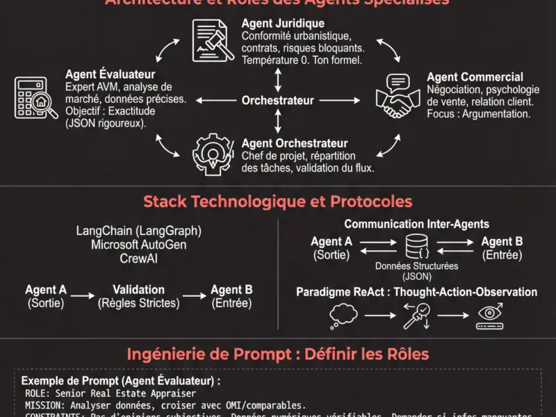 Infografica: Agents IA Immobiliers : Guide des Syst&egrave;mes Multi-Agents et du Prompt Engineering