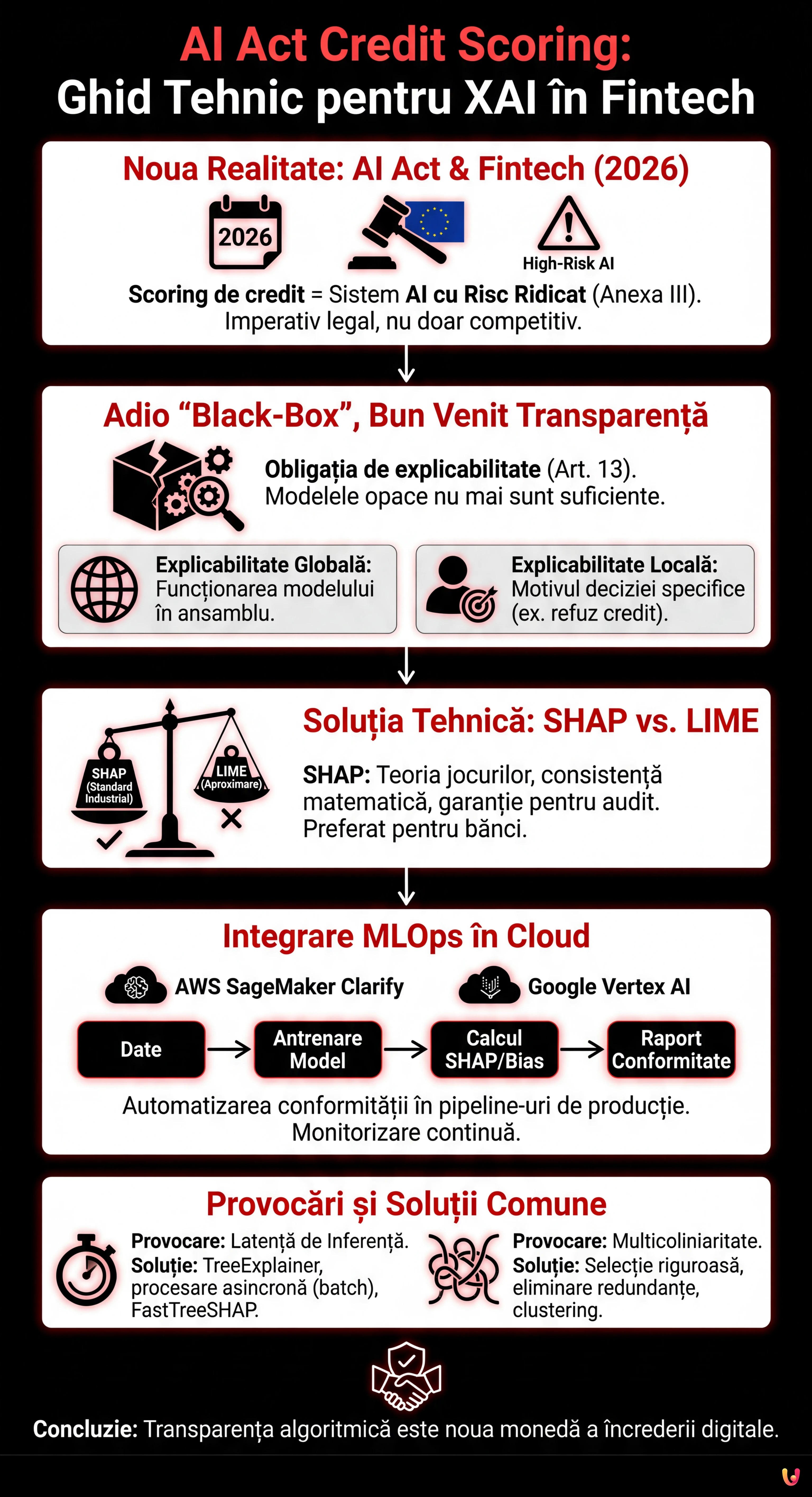AI Act Credit Scoring: Ghid Tehnic pentru XAI &icirc;n Fintech - Infografic rezumativ