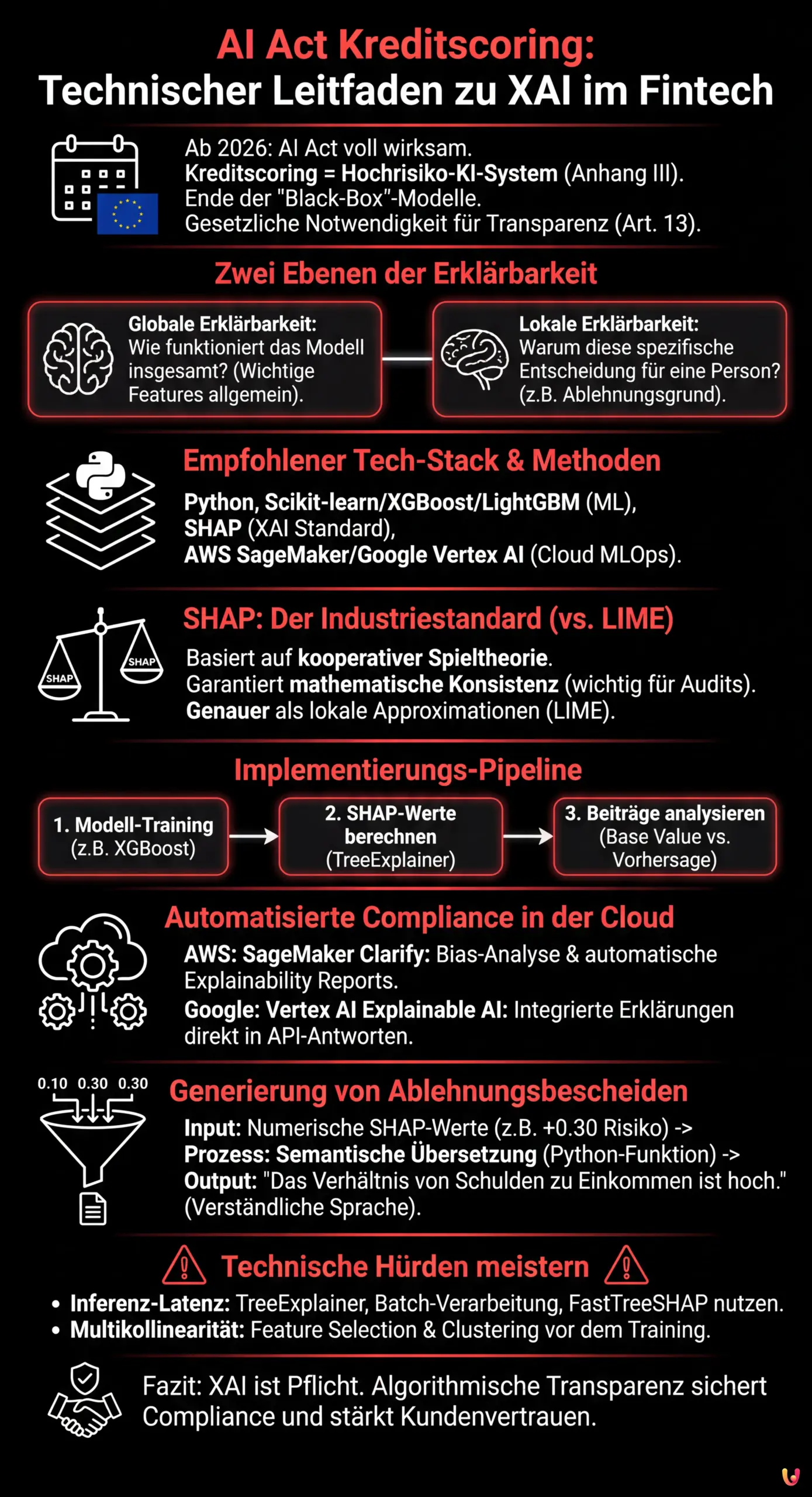 AI Act Kreditscoring: Technischer Leitfaden zu XAI im Fintech - Zusammenfassende Infografik