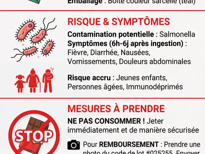 Infografica: Alerte Sant&eacute; : Rappel national de chocolat pour risque de Salmonelle