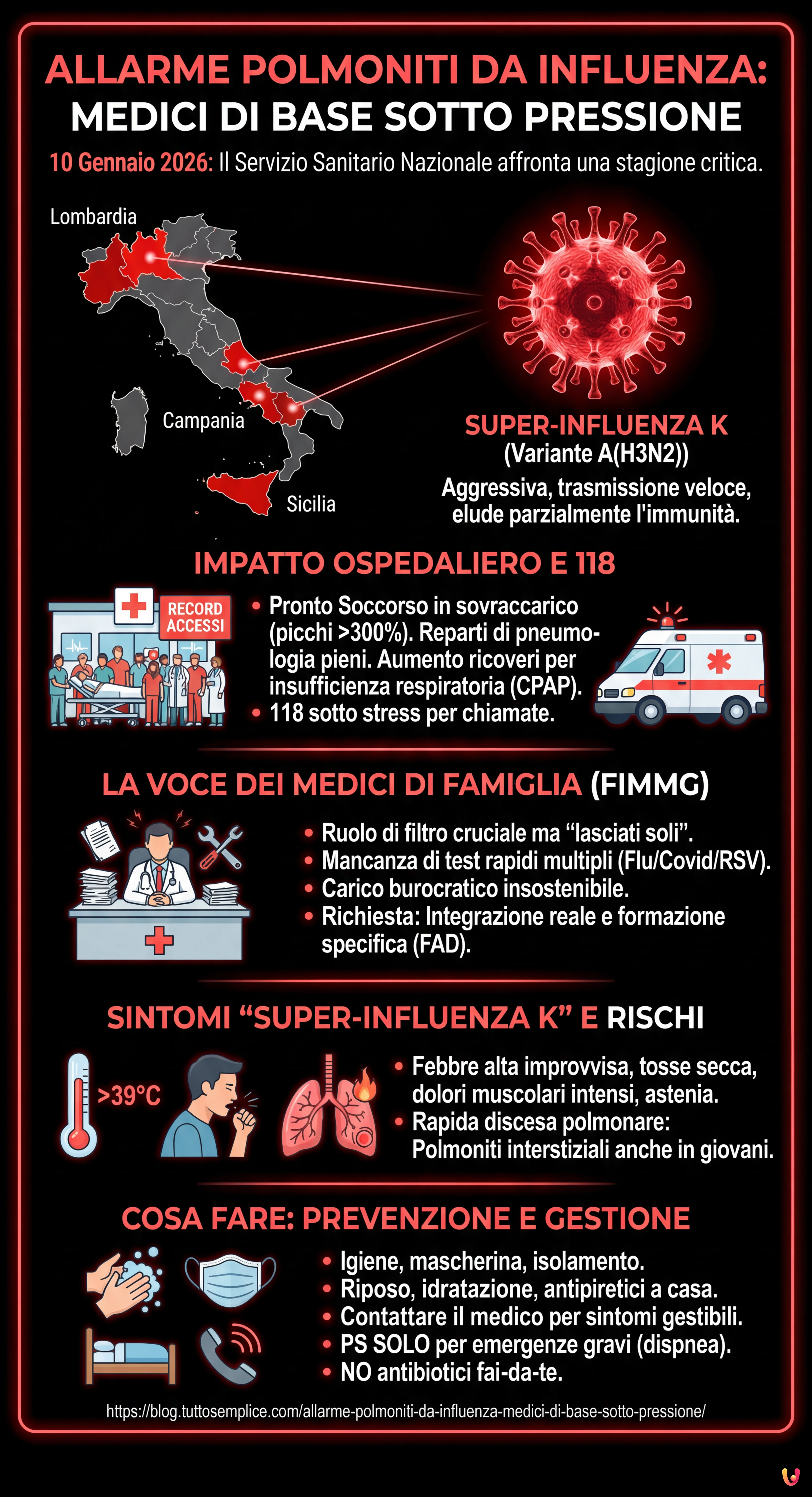 Allarme polmoniti da influenza: medici di base sotto pressione - Infografica riassuntiva