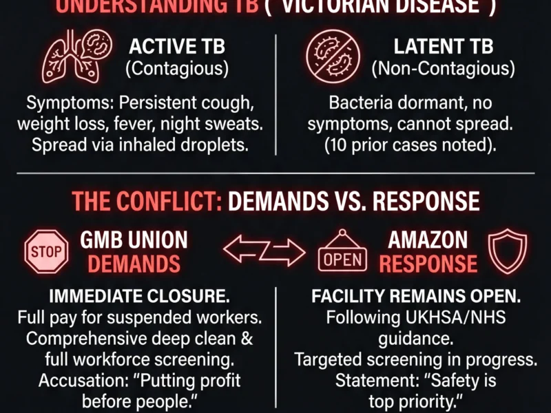 Infografica: Amazon Warehouse Hit by Tuberculosis Outbreak: Union Demands Immediate Closure