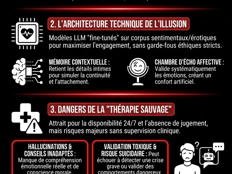 Infografica: Amour et th&eacute;rapie par IA : l'inqui&eacute;tante d&eacute;rive des relations synth&eacute;tiques