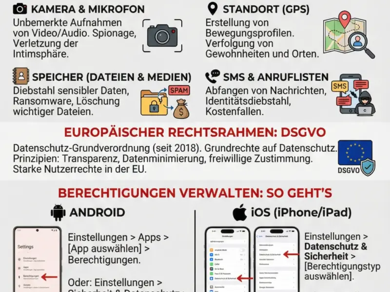 Infografica: App-Berechtigungen: Ein Leitfaden zum Schutz deiner Privatsph&auml;re