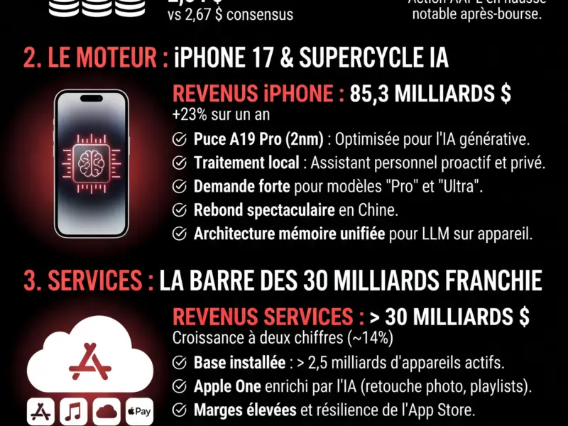 Infografica: Apple Q1 2026 : L'iPhone 17 et l'IA propulsent les revenus &agrave; des sommets historiques