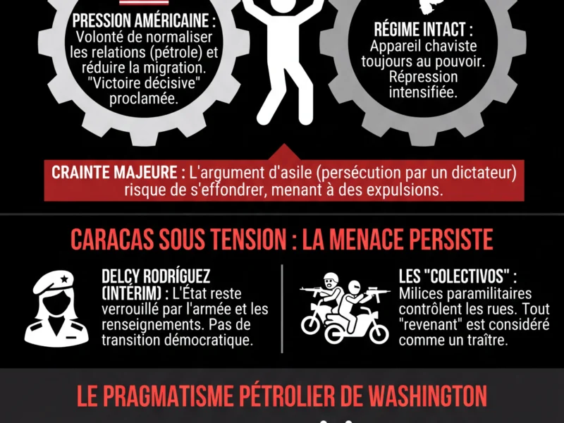 Infografica: Apr&egrave;s la chute de Maduro, l'angoisse des exil&eacute;s v&eacute;n&eacute;zu&eacute;liens aux &Eacute;tats-Unis