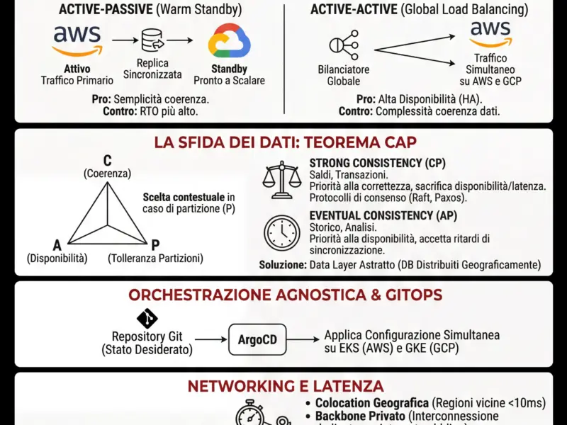 Infografica: Architettura Multi-Cloud Bancaria: Guida Tecnica AWS e GCP (2026)