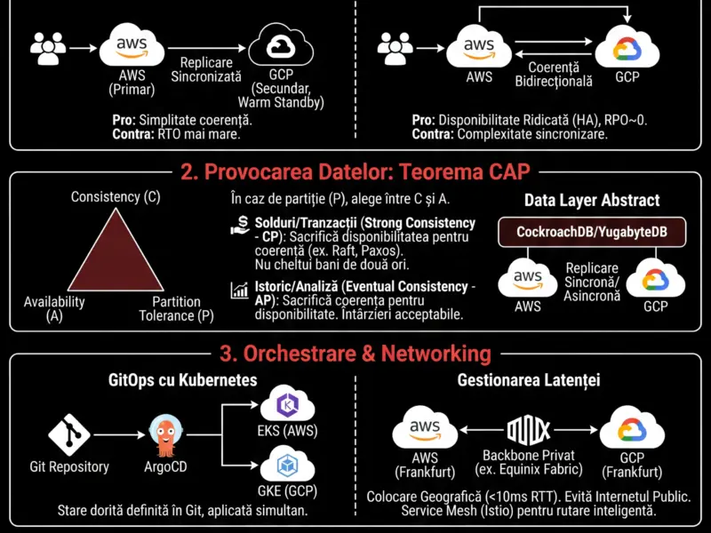 Infografica: Arhitectură Multi-Cloud Bancară: Ghid Tehnic AWS și GCP (2026)
