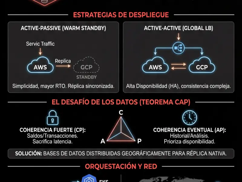 Infografica: Arquitectura Multi-Cloud Bancaria: Gu&iacute;a T&eacute;cnica AWS y GCP (2026)