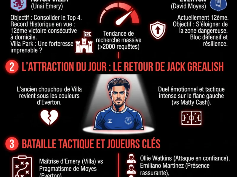 Infografica: Aston Villa vs Everton : Le choc de Premier League enflamme Villa Park