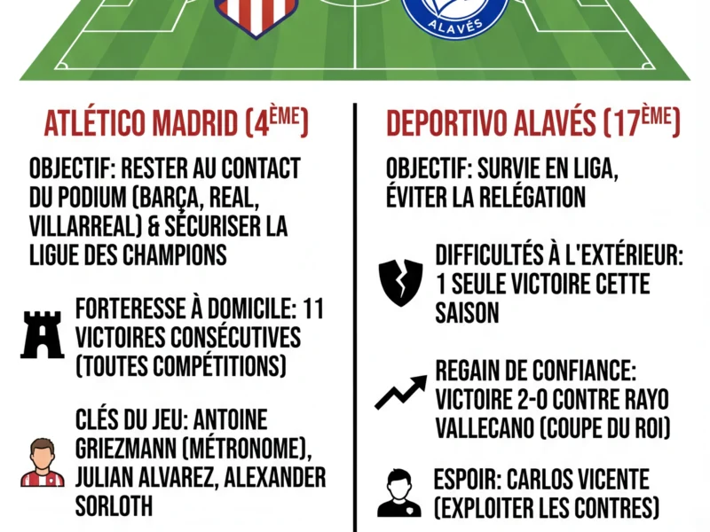 Infografica: Atl&eacute;tico Madrid &ndash; Deportivo Alav&eacute;s : Le choc de la Liga en direct