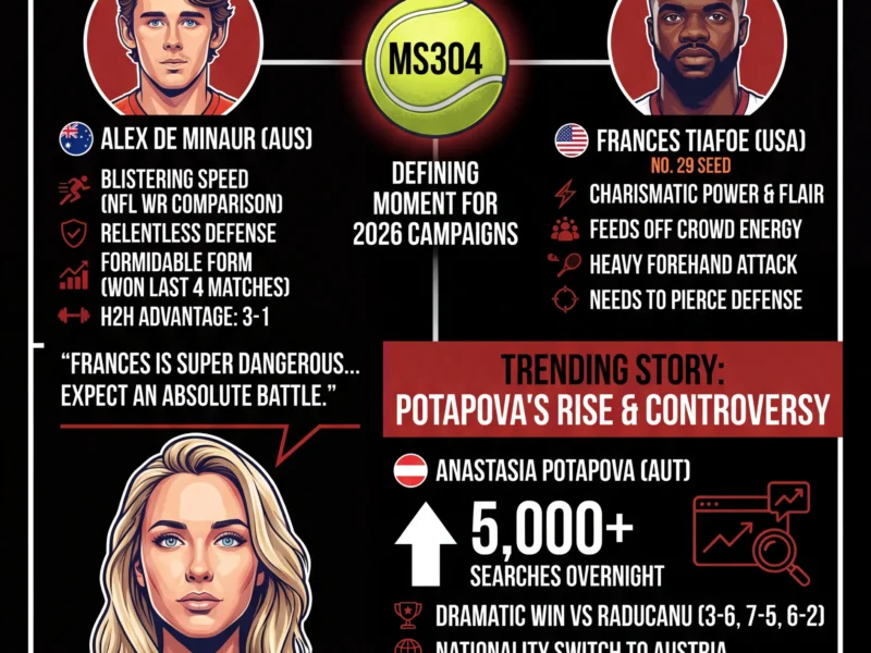 Infografica: Australian Open 2026: De Minaur vs Tiafoe & Potapova's Rise