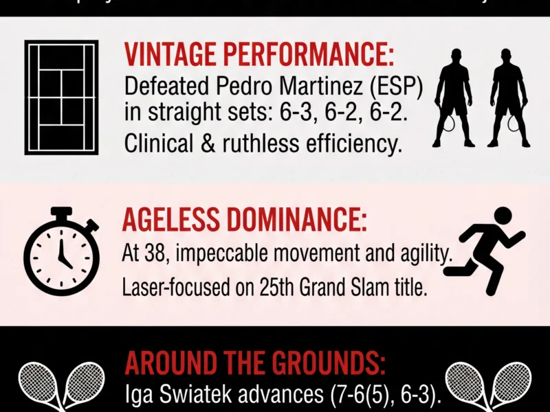 Infografica: Australian Open 2026: Djokovic Secures Historic 100th Win in Melbourne Masterclass