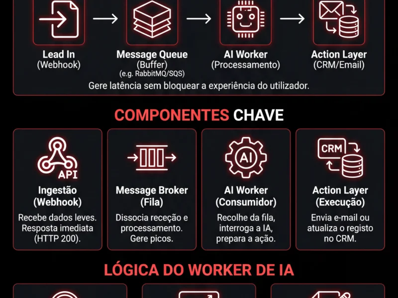 Infografica: Automa&ccedil;&atilde;o de Lead Nurturing: Guia T&eacute;cnico de CRM, IA e Webhooks