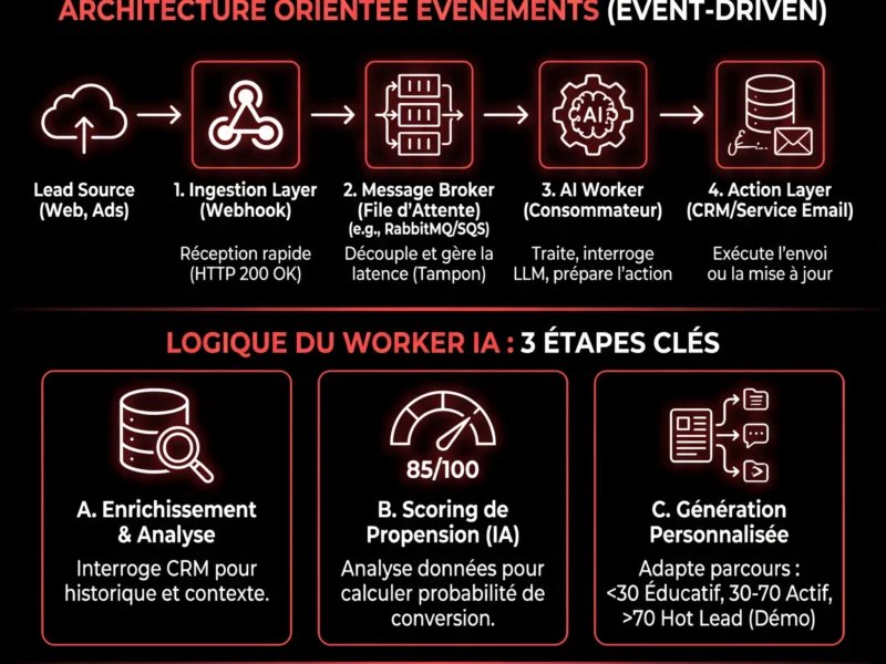 Infografica: Automatisation du Lead Nurturing : Guide Technique sur le CRM, l'IA et les Webhooks