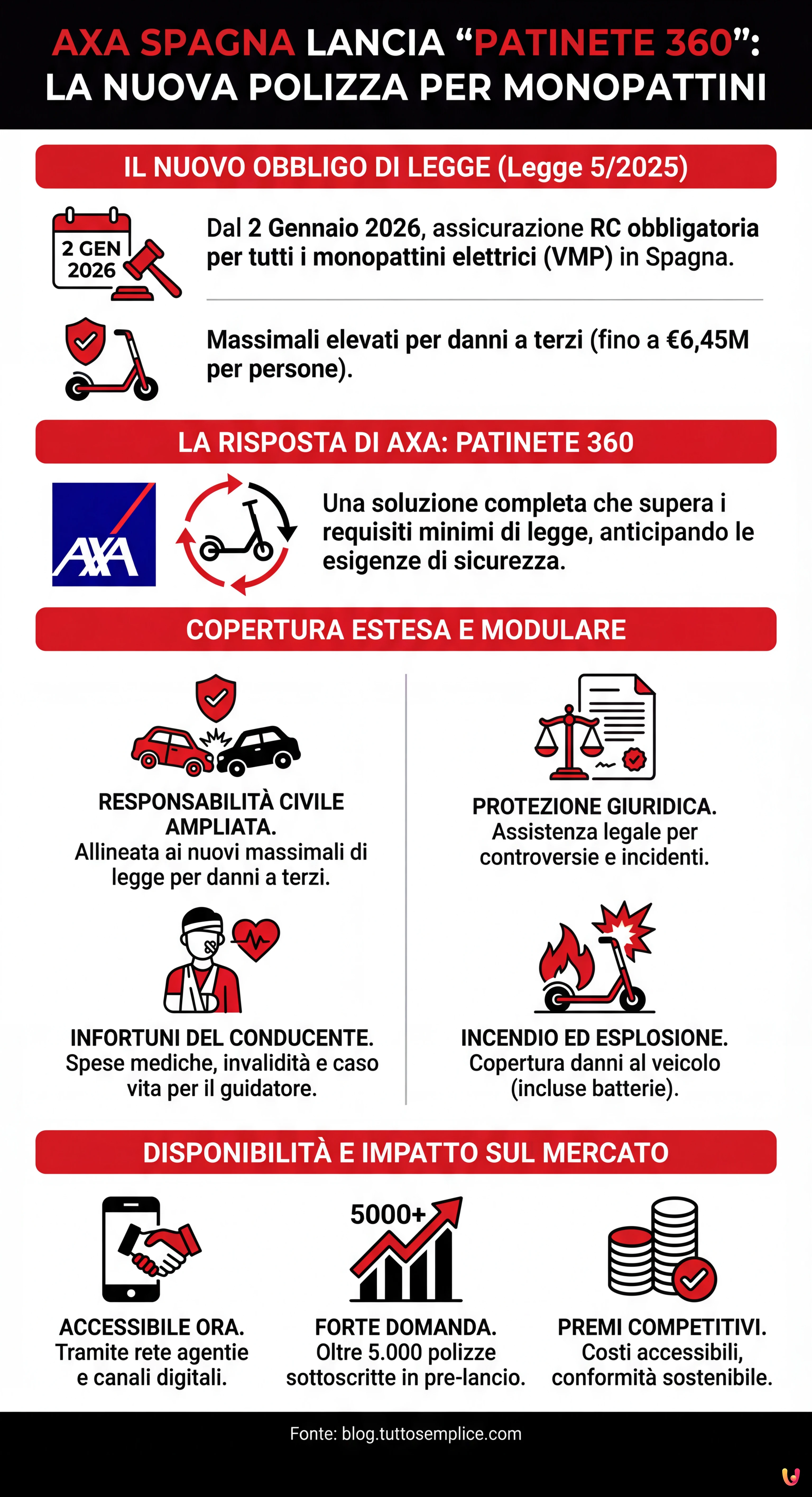 AXA Spagna lancia Patinete 360: la nuova polizza per monopattini - Infografica riassuntiva