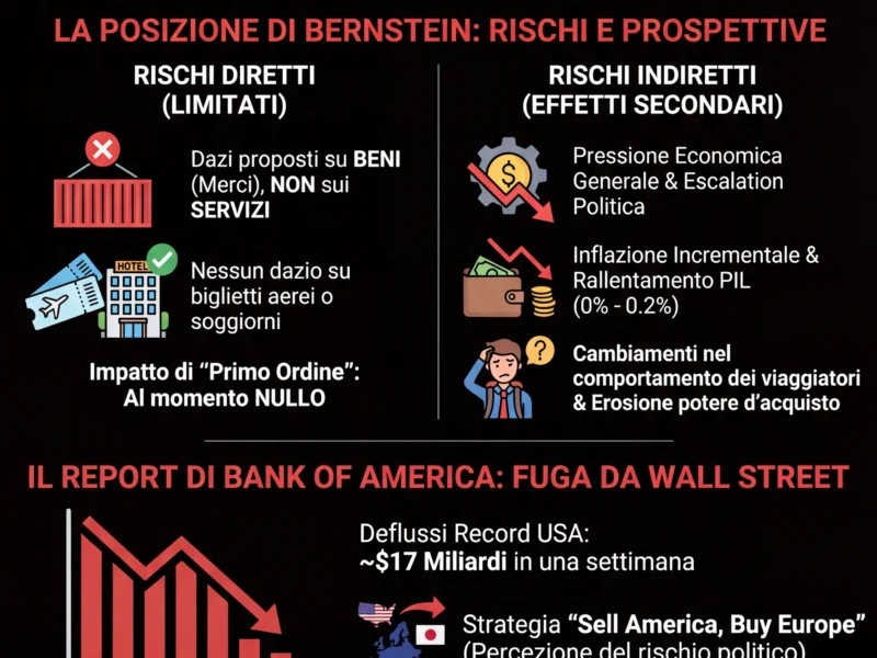 Infografica: Bernstein: l'incertezza geopolitica e l'impatto sui titoli viaggi