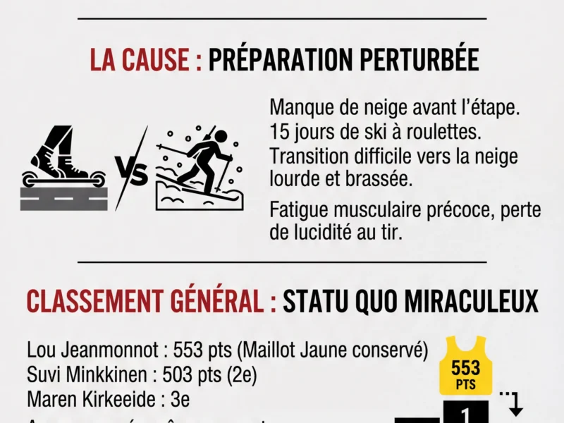 Infografica: Biathlon : Lou Jeanmonnot sauve son maillot jaune dans la douleur