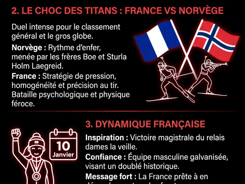 Infografica: Biathlon Oberhof : Le duel France-Norv&egrave;ge enflamme le relais hommes