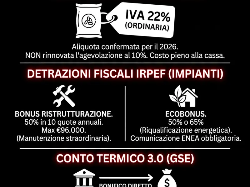 Infografica: Bonus pellet 2026: incentivi stufe, detrazioni e nodo IVA