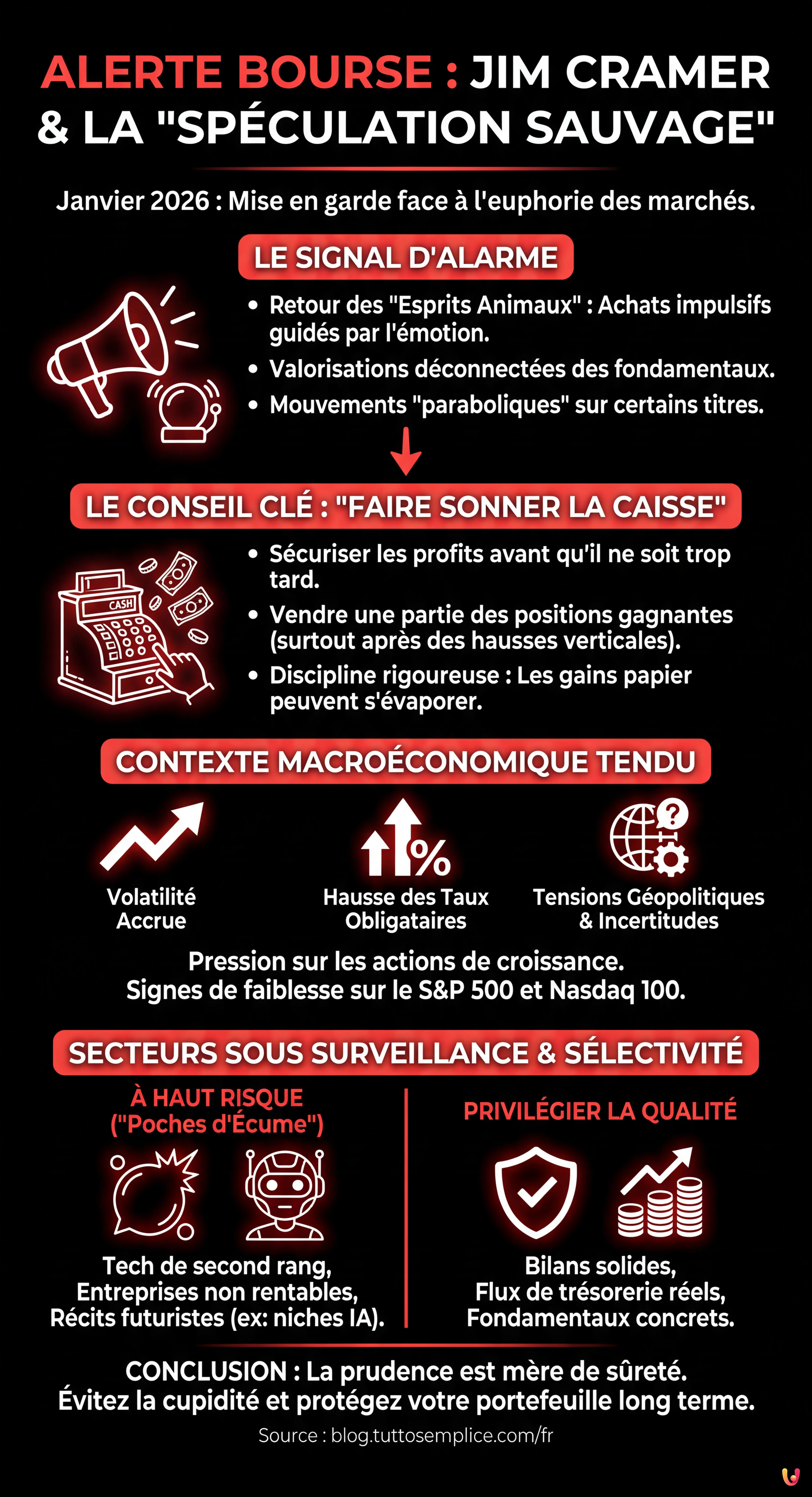 Bourse : Jim Cramer alerte sur le retour d'une "sp&eacute;culation sauvage" - Infographie r&eacute;sumant