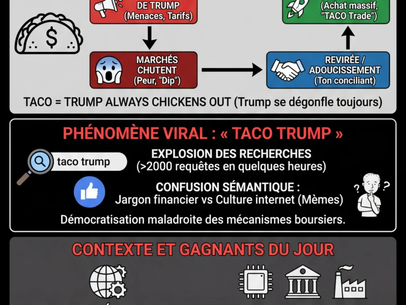 Infografica: Bourse : Le Dow Jones bondit de 550 points, la strat&eacute;gie &laquo; TACO &raquo; enflamme Wall Street