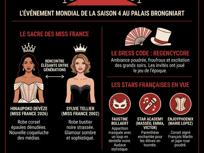 Infografica: Bridgerton &agrave; Paris : Hinaupoko Dev&egrave;ze et Sylvie Tellier reines du bal