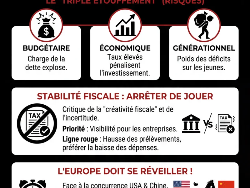 Infografica: Budget 2026 et r&eacute;veil europ&eacute;en : les avertissements de Fran&ccedil;ois Villeroy de Galhau