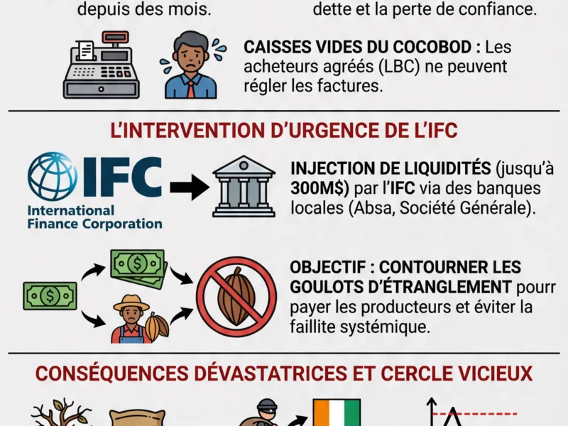 Infografica: Cacao au Ghana : impay&eacute;s et crise de financement menacent la r&eacute;colte