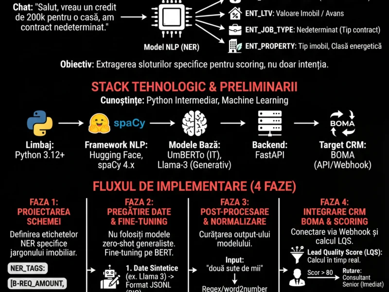 Infografica: Calificarea Lead-urilor Imobiliare cu NLP: Ghid Tehnic pentru Extragerea Entităților