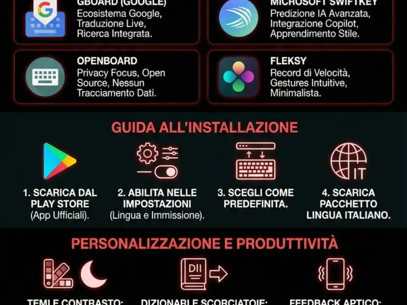 Infografica: Cambiare Tastiera Android: Guida Definitiva alle Migliori App e Personalizzazione Avanzata