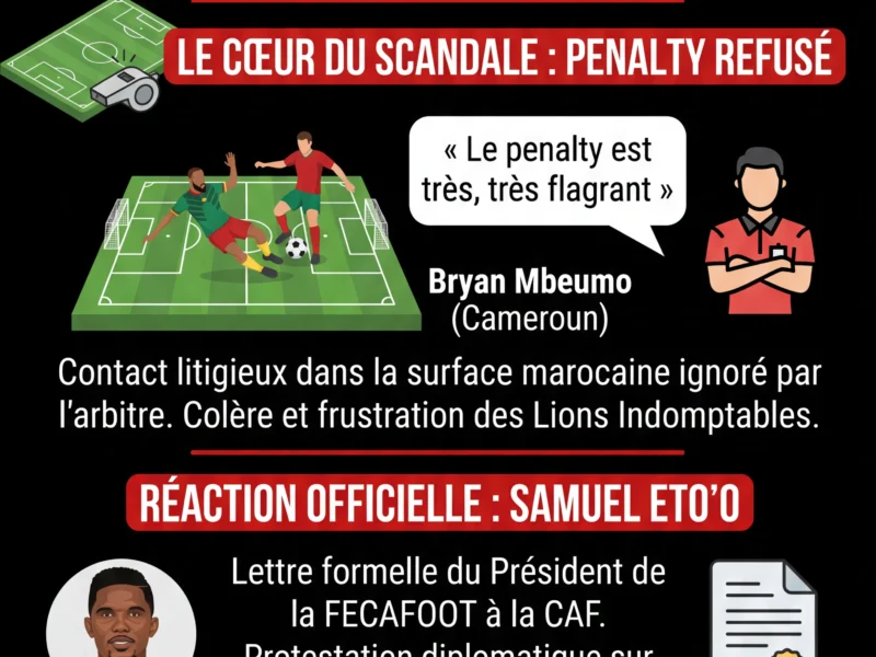 Infografica: Cameroun-Maroc : La pol&eacute;mique enfle apr&egrave;s le quart de finale de la CAN 2025