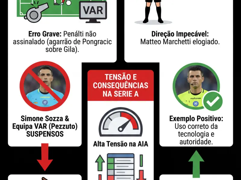 Infografica: Caos nos &Aacute;rbitros da Serie A: Sozza Suspenso, Tens&atilde;o ao Rubro