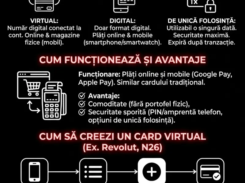 Infografica: Card de credit virtual: ce este, cum funcționează și cum se utilizează