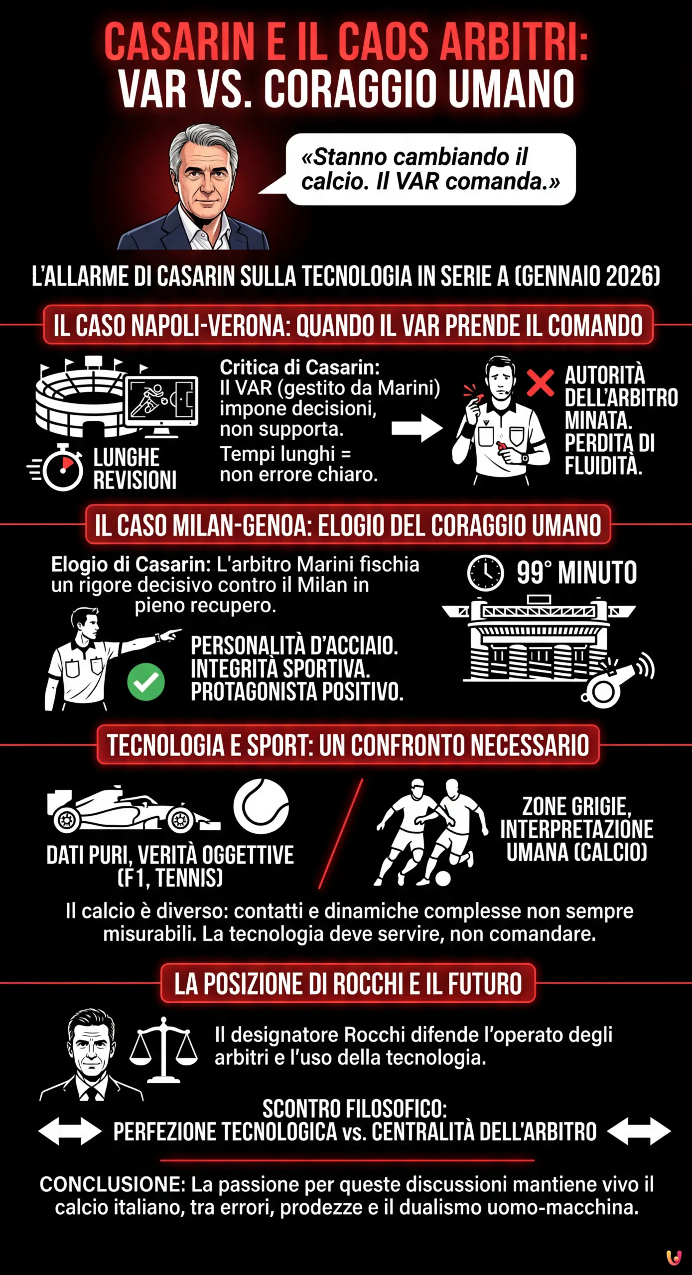Casarin e o caos dos &aacute;rbitros: o VAR manda, mas Marini tem coragem - Infografica riassuntiva