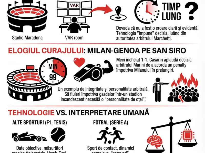 Infografica: Casarin și haosul arbitrilor: VAR comandă, dar Marini are curaj