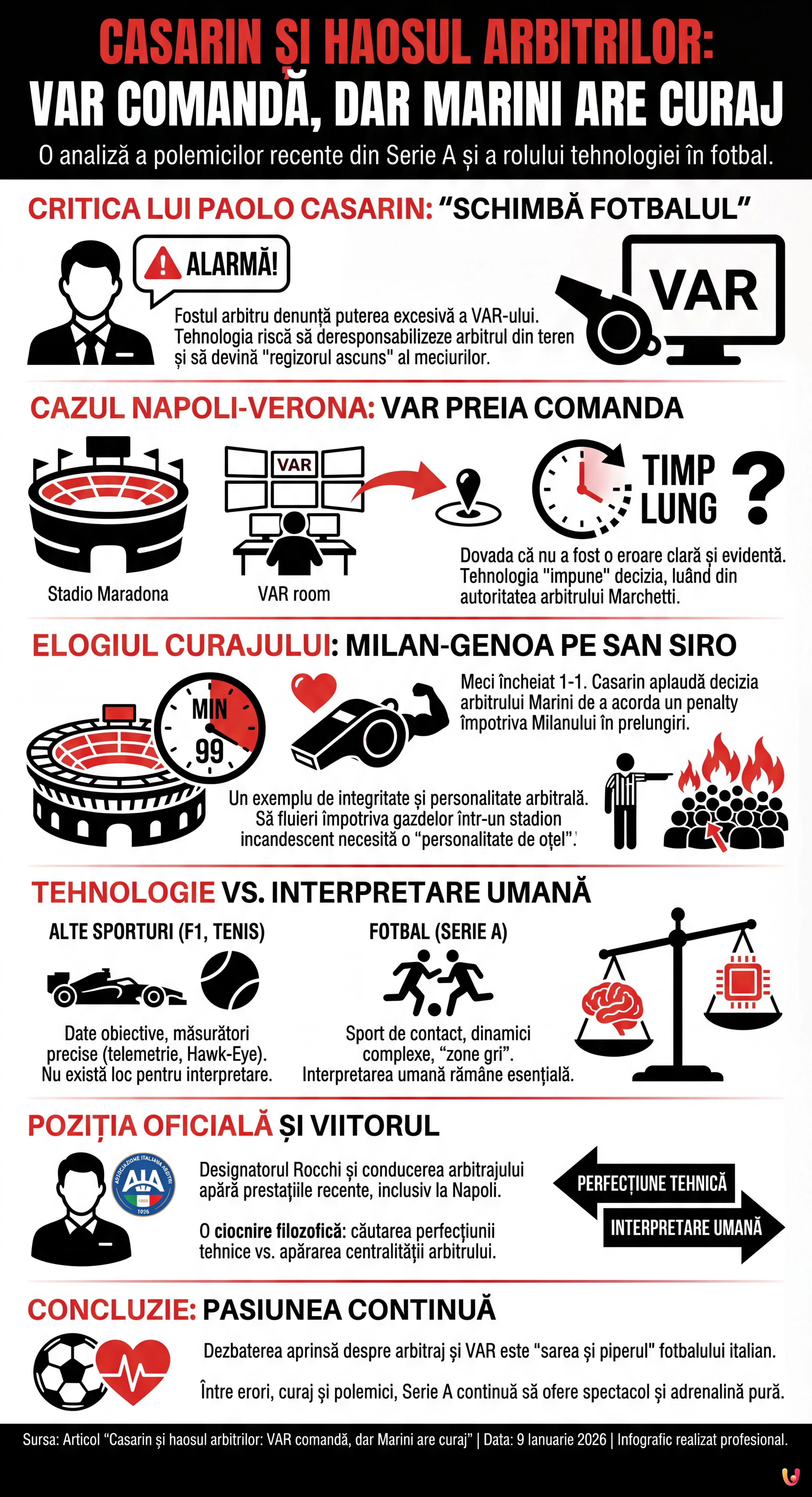 Casarin și haosul arbitrilor: VAR comandă, dar Marini are curaj - Infografica riassuntiva
